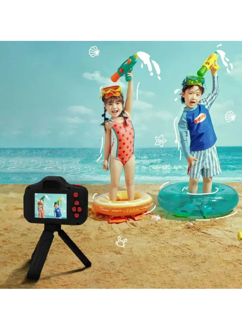 porodo Kids Focus Camera with Tripod Stand, 320 x 240 Screen Resolution, Up to 5 Hours Working Time, Built-in Games, Photo & Video Filters, Dual Lens Selfie Camera - Black  - Image 5