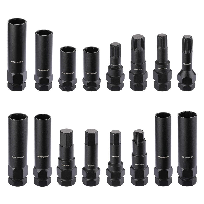 MIXPOWER 16-Piece Locking Lug Nut Master Key Set of Spline Star and Hex Style Keys, Wheel Lock Removal Kit, Thin-Walled and Long Lug Keys to Prevent Damage to Wheels Double-Hex Heads - Image 2