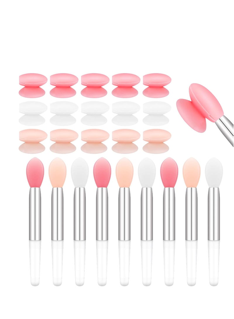 Eaasty 30 Pcs Silicone Lip Brush with Cover Lipstick Applicator Brushes Silicone Lipstick Brush Reusable Lip Applicator Silicone Makeup Applicator Lip Makeup Brush for Applying Cream or Eyeshadow, 3 Colors - Image 1