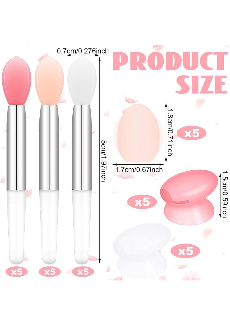 Eaasty 30 Pcs Silicone Lip Brush with Cover Lipstick Applicator Brushes Silicone Lipstick Brush Reusable Lip Applicator Silicone Makeup Applicator Lip Makeup Brush for Applying Cream or Eyeshadow, 3 Colors - Image 2