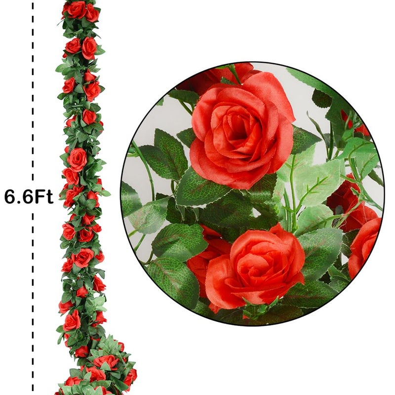 SLanC 5Pcs(41FT) Flower Garland Artificial Rose Vine Garland Artificial Flowers for Wedding Party Arch Garden Floral Garlands Decor - Image 3