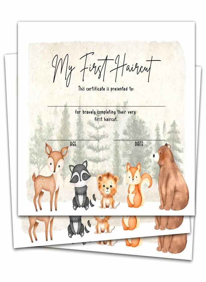 Gihyan My First Haircut Certificate, Wild Animal Award Certificates of Hair Cutting, Safari Jungle First Haircut Keepsake Gifts for Kids Children Baby Girls Boys, 25 Pcs Awards Certificates -04 - Image 1