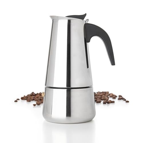 Mixpresso 6 Cup Greca Stovetop Espresso Pot 300ml/10oz, Moka Pot with Coffee Percolator Design, Stainless Steel Stove Top Coffee Maker for Camping or Home Use,Italian Stovetop Espresso Maker - Image 1