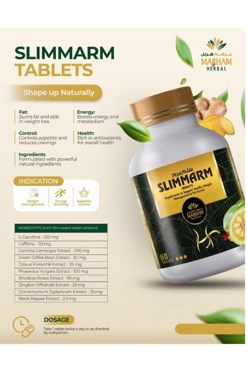MARHAM HERBAL Slimmarm Tablet: Your Ultimate Solution to Support Healthy Weight Management & Fat Burner | 60 Tablets - Image 4