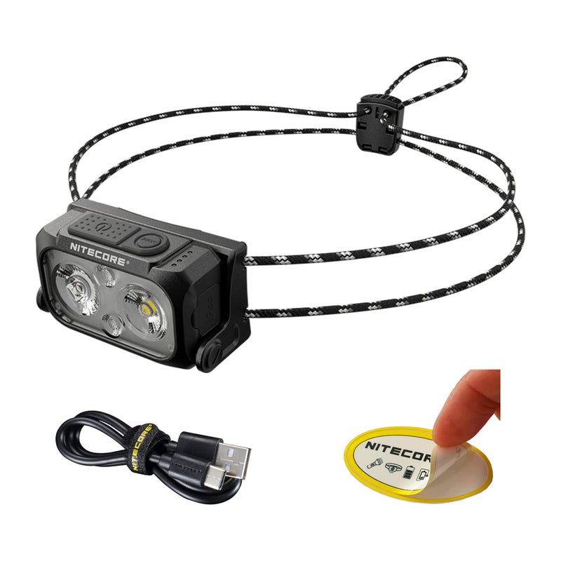 Nitecore NU21 Running Headlamp, 360 Lumen Ultralight USB Rechargeable with White and Red LEDs and a Sticker (Black) - Image 1