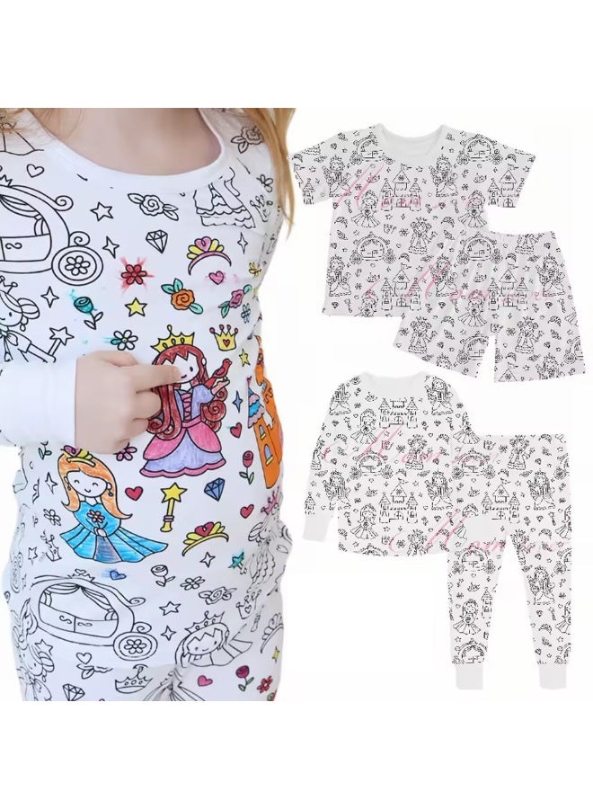 Mom lover طقم بيجامة جرافيتي للأطفال بجودة عالية على شكل حورية البحر، معMarkers صديقة للبيئة متعددة الألوان يمكن تصميمها بنفسك - Image 1