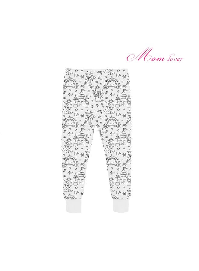 Mom lover طقم بيجامة جرافيتي للأطفال بجودة عالية على شكل حورية البحر، معMarkers صديقة للبيئة متعددة الألوان يمكن تصميمها بنفسك - Image 4