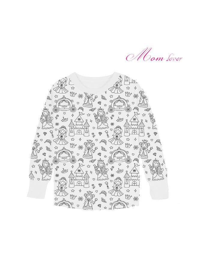 Mom lover طقم بيجامة جرافيتي للأطفال بجودة عالية على شكل حورية البحر، معMarkers صديقة للبيئة متعددة الألوان يمكن تصميمها بنفسك - Image 5