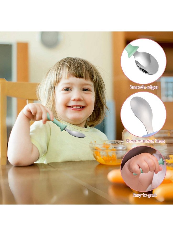 Pimoys 6 Pieces Toddler Spoons Baby Spoons for Self-Feeding, Stainless Steel Kids Spoons with Plastic Handle Metal Toddler Utensils Children's Silverware Set BPA Free, Dishwasher Safe - Image 3