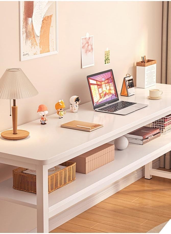 Computer Desk, Computer Laptop Table Desk Office Desk Study Writing Desk Easy Assembly, Computer Desk Modern Simple Style for Home Office (2 layer)