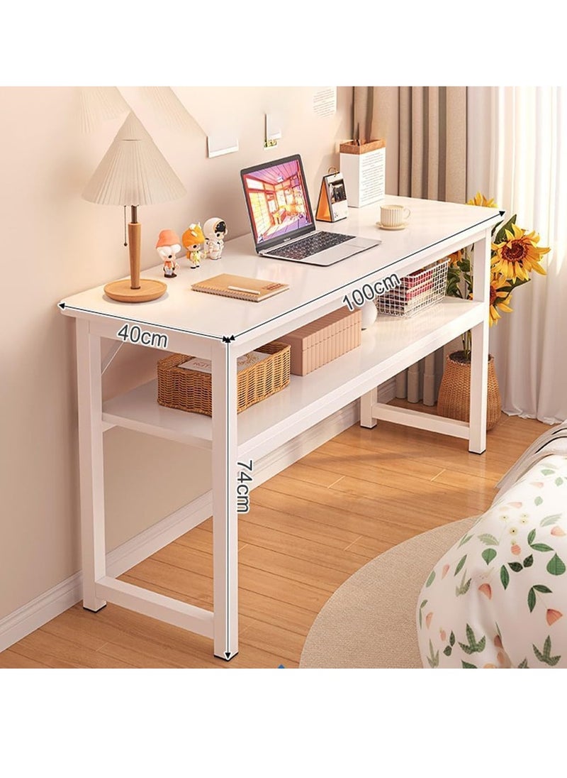 Computer Desk, Computer Laptop Table Desk Office Desk Study Writing Desk Easy Assembly, Computer Desk Modern Simple Style for Home Office (2 layer)