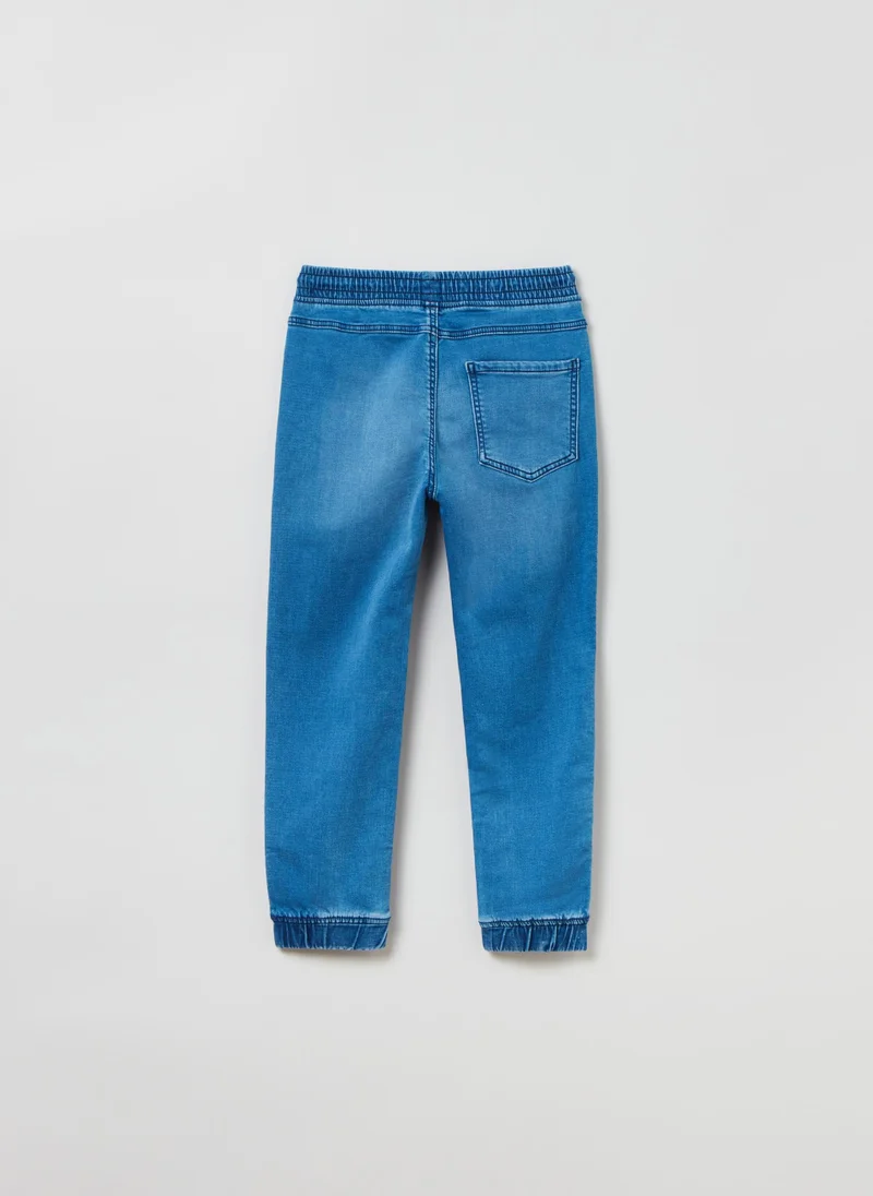 او في اس OVS Stretch Denim Joggers With Drawstring