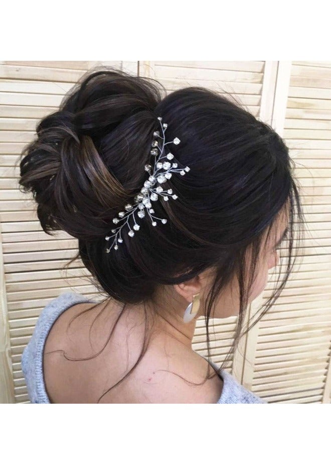 الفضة زفاف الشعر مشط كريستال الزفاف قطعة الشعر الراينست ملحقات الشعر للنساء والبنات - Image 1