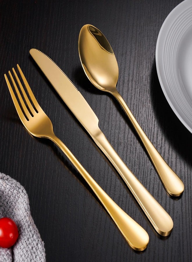 TININA 60-Piece Gold Silverware Kitchenware Set for 20, Stainless Steel Gold Cutlery Set - Image 5