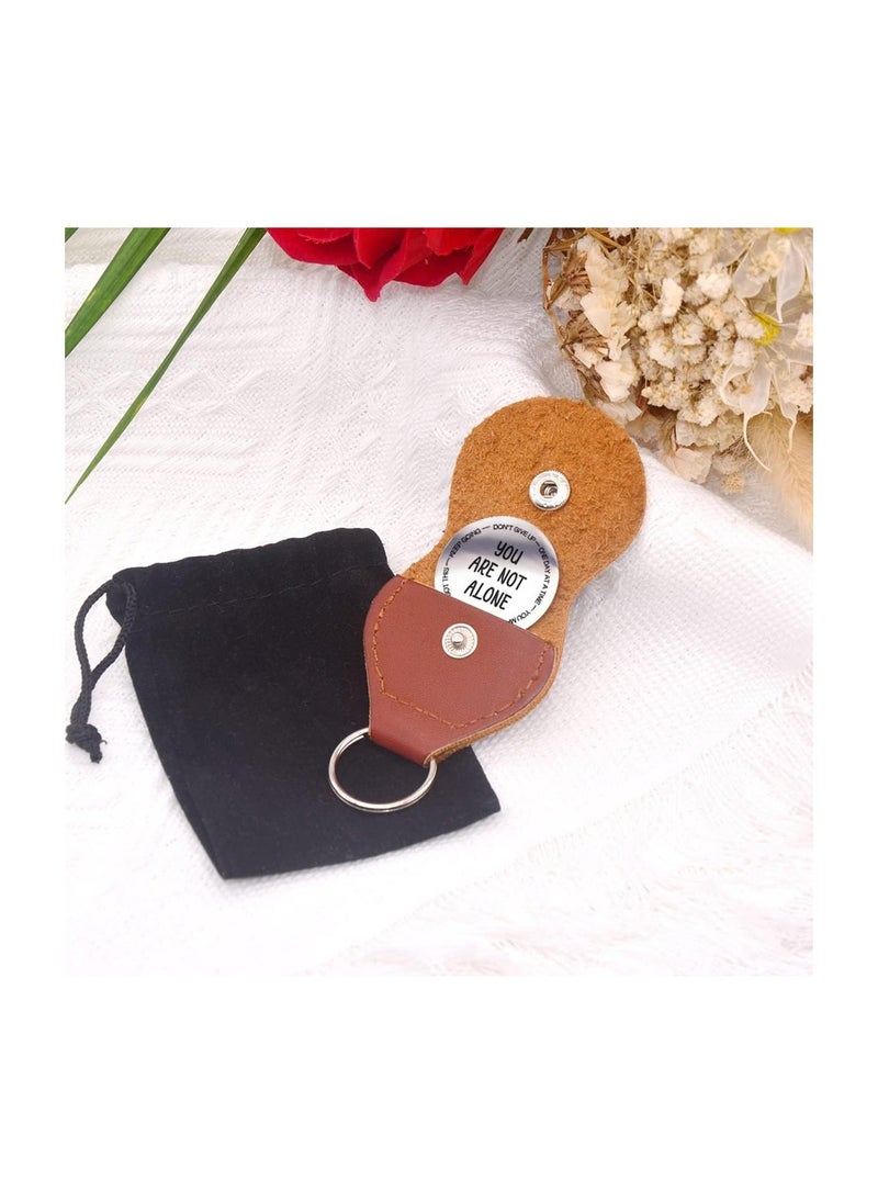 Inspirational Pocket Hug Token Gift Long Distance Relationship Keepsake Stainless Steel Double Sided Pocket Hug Token Gift with PU Leather Keychain for Friend Boyfriend Girlfriend Daughter Son - Image 2