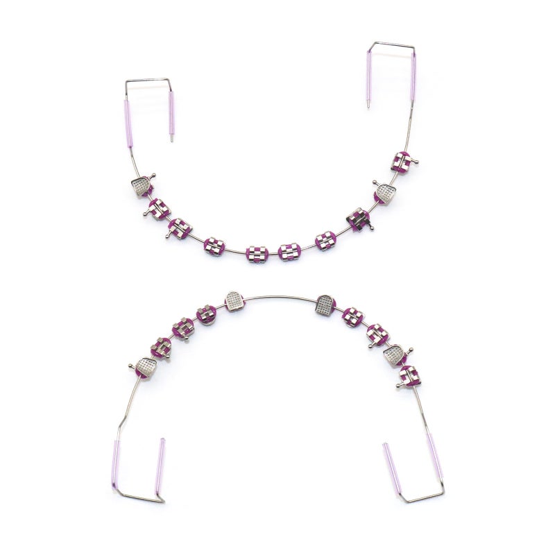 1 Pack Temporary dental decorations with metal wires metal brackets and orthodontic ligatures props for orthodontists to explain props for dental students to practice Purple