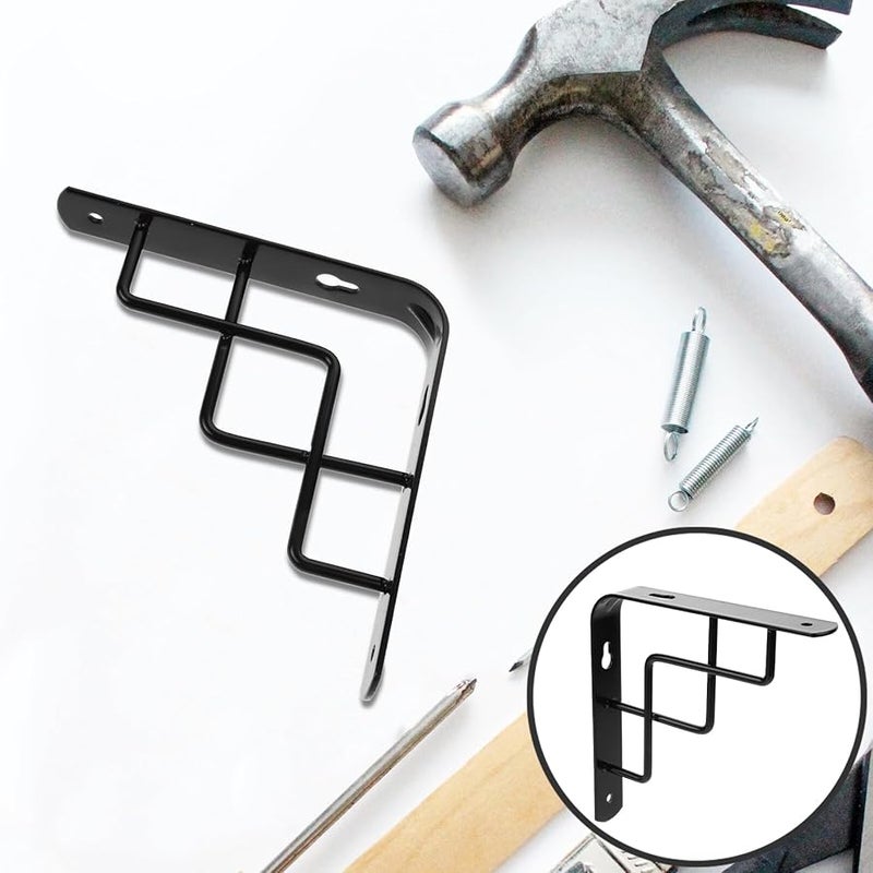 قوس رف حديدي ثقيل أسود، حامل مكتب عائم مثبت على الحائط، دعم للمطبخ والحمام - Image 5