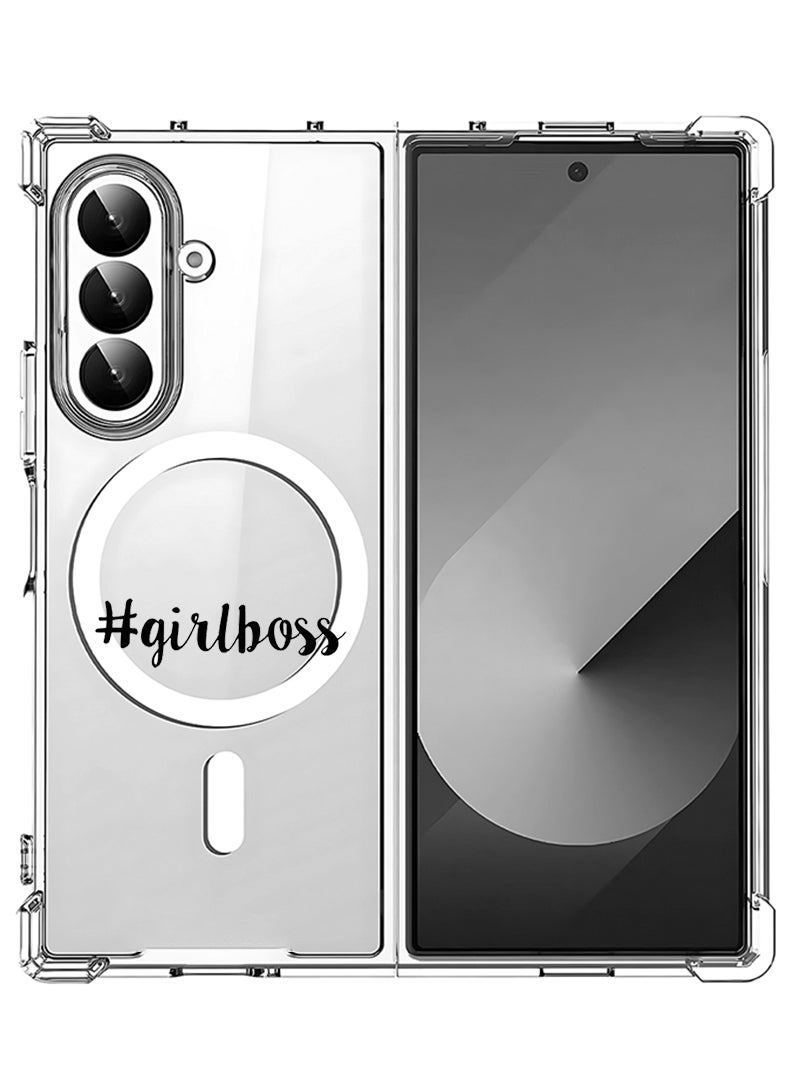 Theodor Magnetic Case for Samsung Galaxy Z Fold 7 Compatible with MagSafe Wireless Charging, Shockproof Phone Bumper Cover Girl boss - Image 1