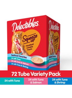 Hartz Delectables Squeeze Up Seafood Variety Pack, Creamy Squeezable Puree, Lickable Wet Cat Treats, Grain Free, No Added Fillers, No by-Products, No Added Preservatives, 0.5 Ounces Tube, 72 Tubes Total  - Image 4