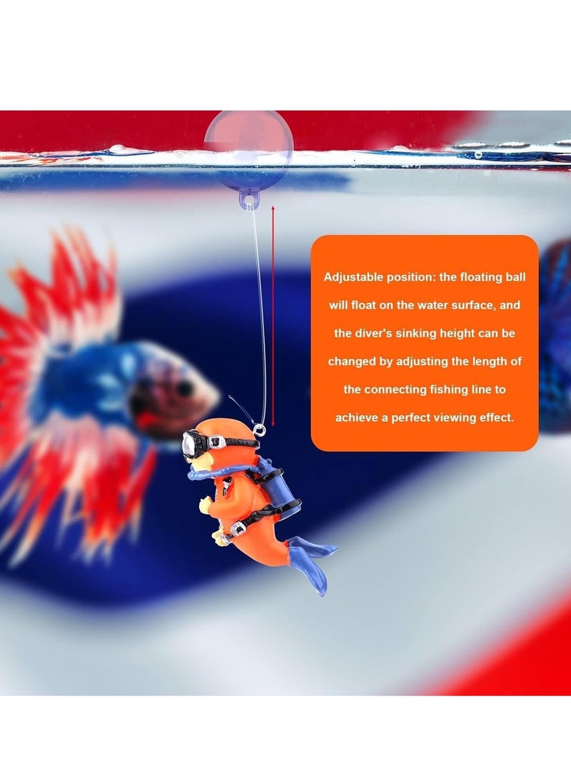 زينة حوض السمك من الثقة، زينة حوض السمك العائمة، زينة حوض السمك الغواص اللطيف، زينة الغواص الملحقات العائمة لحوض السمك، مناسبة لجميع أنواع أحواض السمك (عبوة من 2) - Image 5