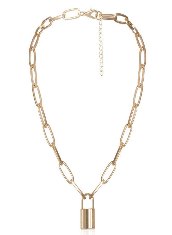 YL Lock Necklace 18K Gold Alloy Padlock Chain Men Women Statement Punk Choker Jewelry - Image 1
