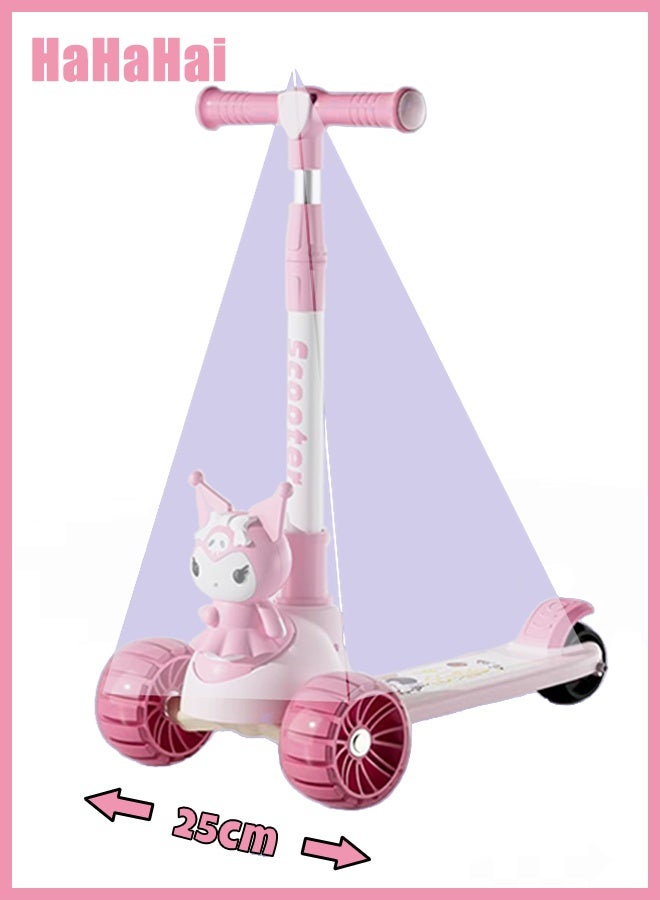 هاهاهاي سكوتر أطفال بثلاث عجلات قابل للطي مع عجلات LED وموسيقى، ارتفاع قابل للتعديل، لعبة ركوب خارجية آمنة للأطفال من 3 إلى 12 سنة - Image 4