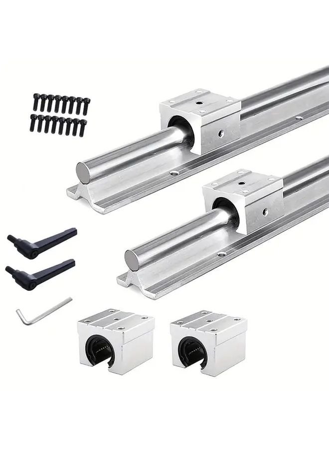 SBR16 400mm Linear Rail Guide Shaft 2PCS With 4 SBR16UU Bearing Blocks For CNC - Image 1