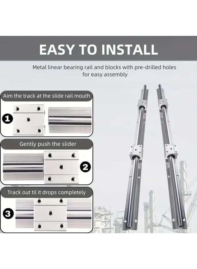 SBR16 400mm Linear Rail Guide Shaft 2PCS With 4 SBR16UU Bearing Blocks For CNC - Image 4
