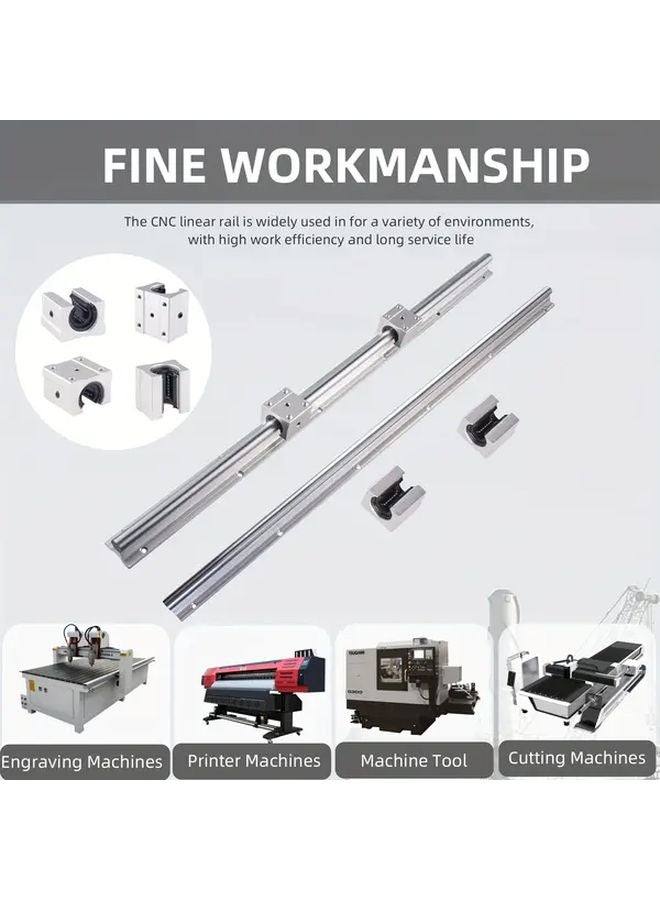 SBR16 400mm Linear Rail Guide Shaft 2PCS With 4 SBR16UU Bearing Blocks For CNC - Image 5