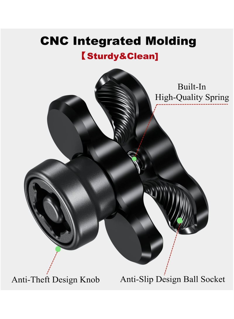 SYOSI Anti-Theft Aluminum Alloy Double Socket Arm Compatible With Ram Mounts B Size 1In Ball Mounting Base & Bike Motorcycle Phone Holder (Short Arm)  - Image 4