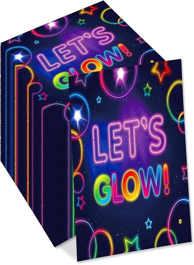 BHNACIER 40Pcs Neon Glow Paper Napkins Let's Glow Theme Party Supplies Neon Glows in the Dark Disposable Paper Napkin for Neons Birthday Party Decoration Forks Blacklight Deco - Image 1