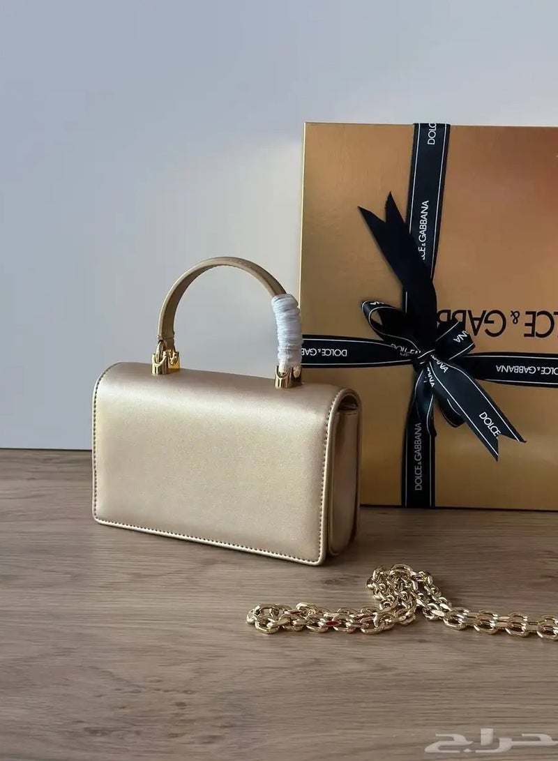 D&G Dolce & Gabbana Mini Top Handle Bag Gold, Women's Cross Body Bag, Women's Tote Bag, Women's Hand Bag, Women's Shoulder Bag, Women's Travel Bag, Women's Hobo Bag - Image 2