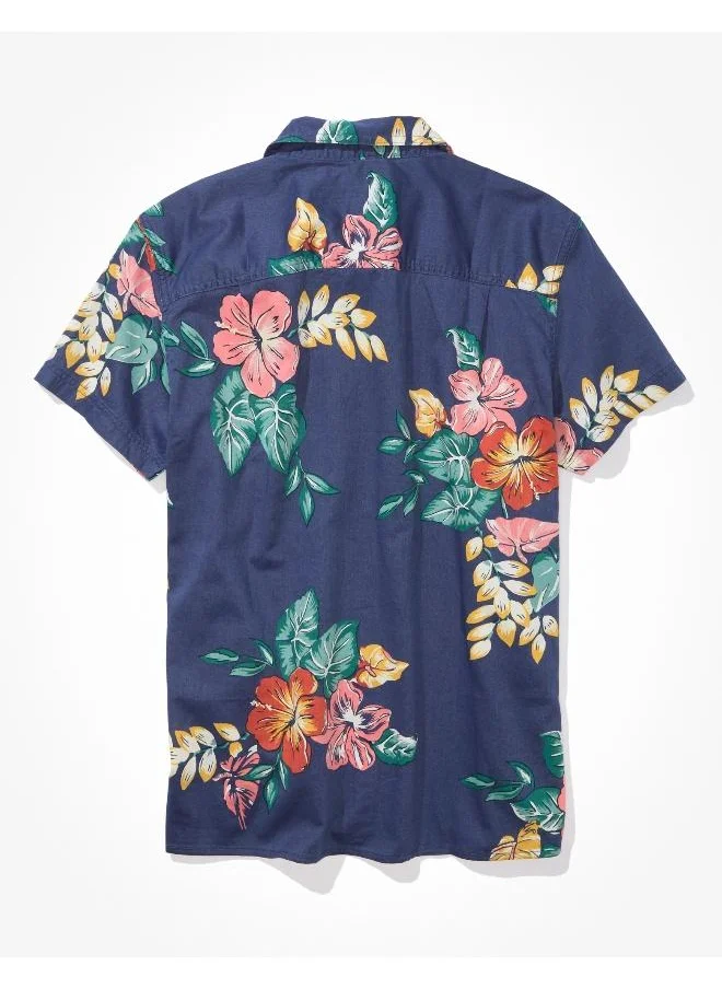 American Eagle AE Tropical Button-Up Resort Shirt