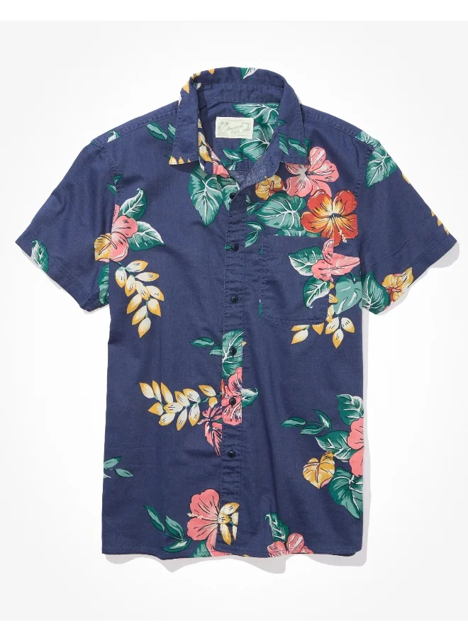 American Eagle AE Tropical Button-Up Resort Shirt