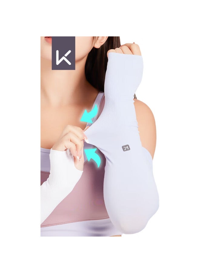 Keep Ice Sleeves For Men And Women, Summer Sun Protection Arm Sleeves, Uv Protection, Lightweight Ice Silk Sleeves, Palm-To Style, Light Water Blue - Image 3