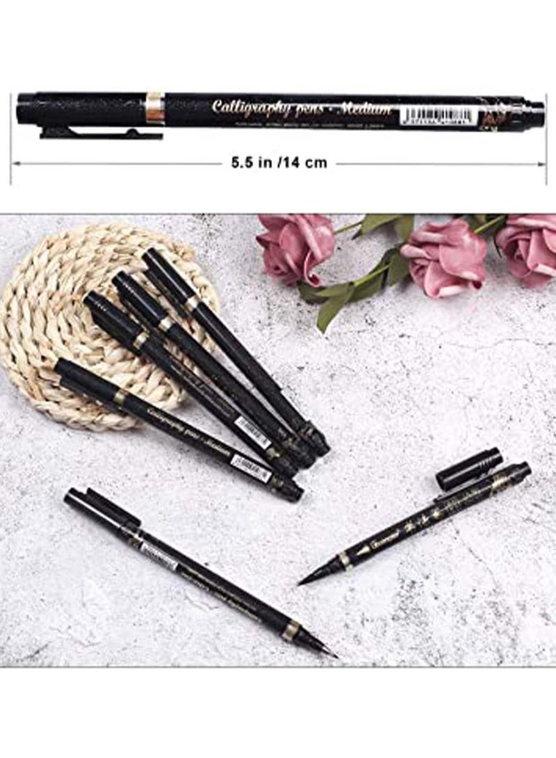 KASTWAVE Calligraphy Pen 6 Pcs Black Brush Marker Hand Lettering Pens for Lettering, Beginners Writing, Signature, Watercolor Illustrations, Design and Art Drawing (4 Sizes) - Image 3