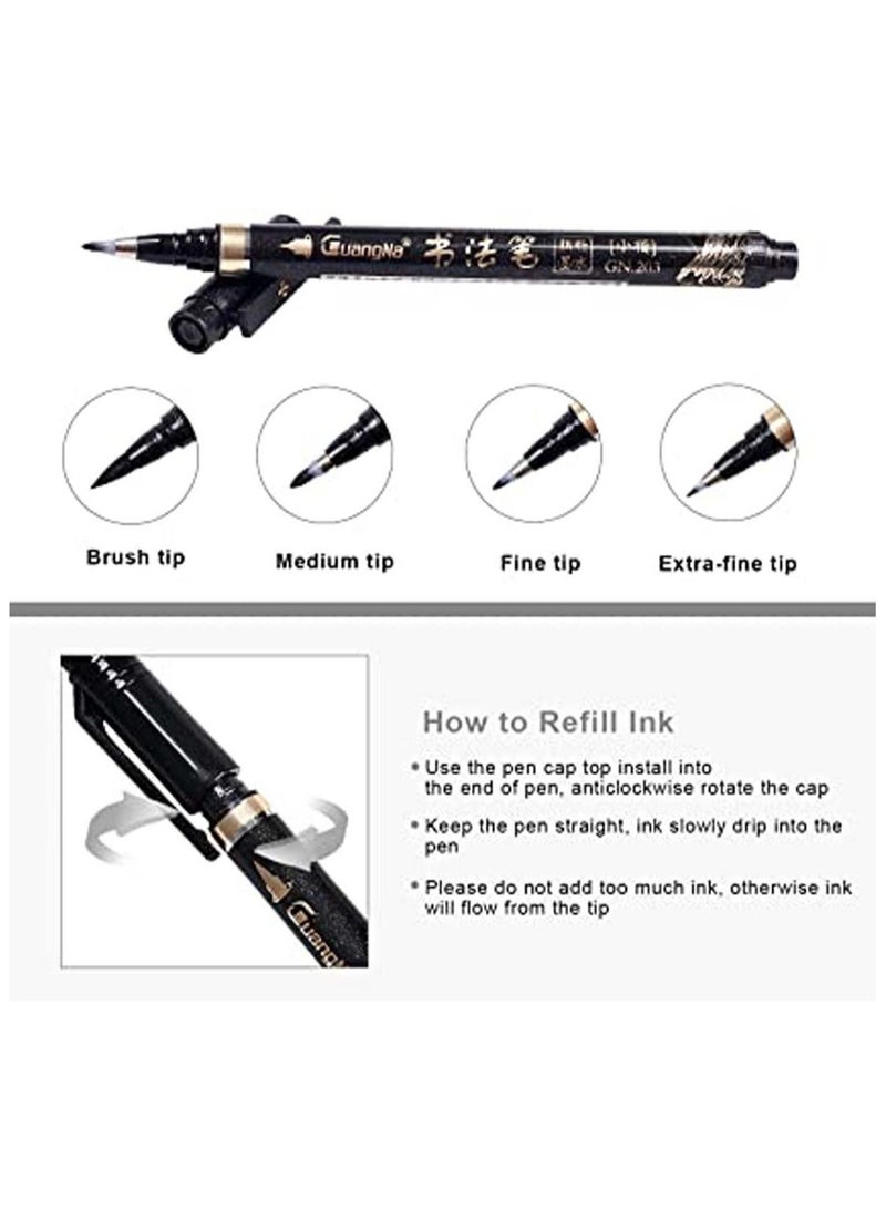 KASTWAVE Calligraphy Pen 6 Pcs Black Brush Marker Hand Lettering Pens for Lettering, Beginners Writing, Signature, Watercolor Illustrations, Design and Art Drawing (4 Sizes) - Image 5