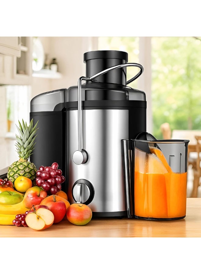 JOGAMS Electric Fruit Juicer 800W 600ml Stainless Steel Fruit and Vegetable Blender for Hard and Soft Fruits Wide Feeding Opening Safety System Easy to Disassemble and Clean Perfect for Fresh Juices - Image 1