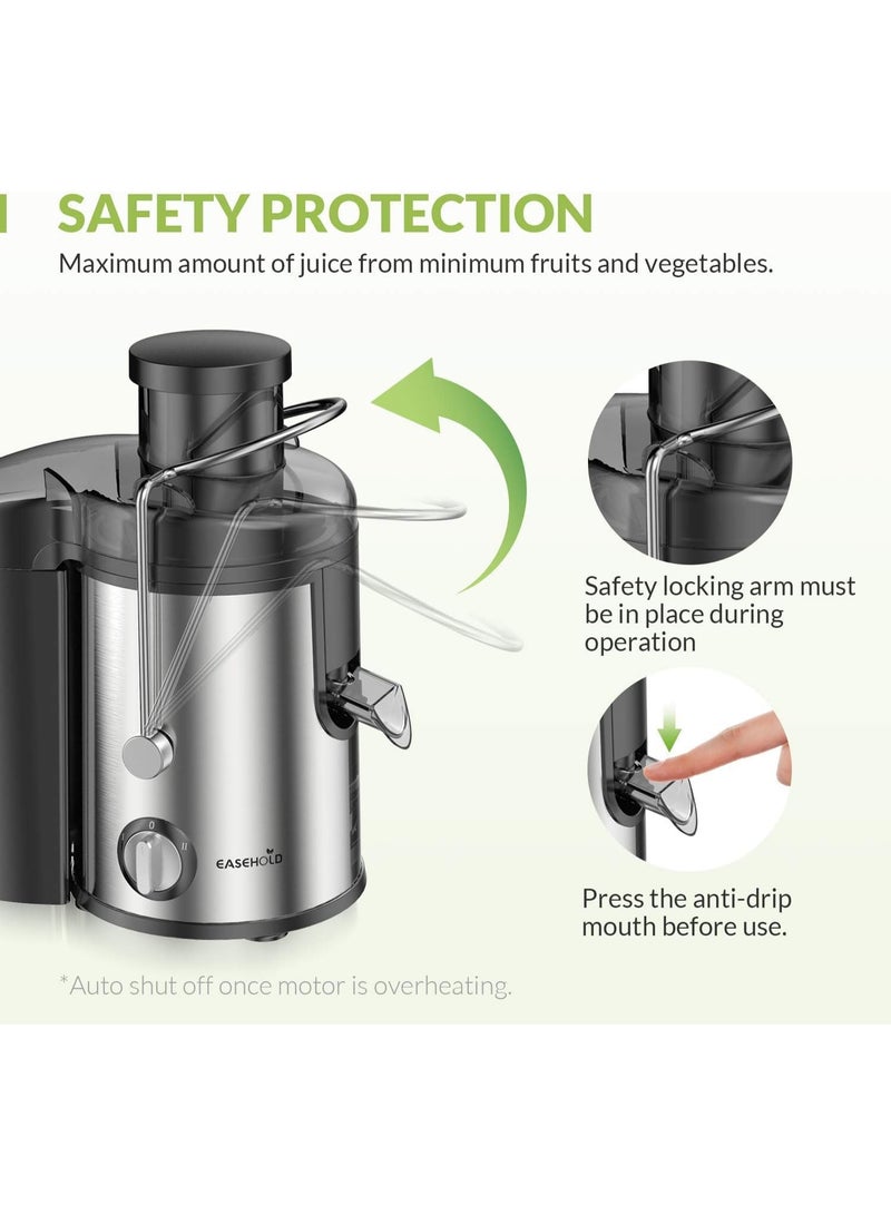 JOGAMS Electric Fruit Juicer 800W 600ml Stainless Steel Fruit and Vegetable Blender for Hard and Soft Fruits Wide Feeding Opening Safety System Easy to Disassemble and Clean Perfect for Fresh Juices - Image 3
