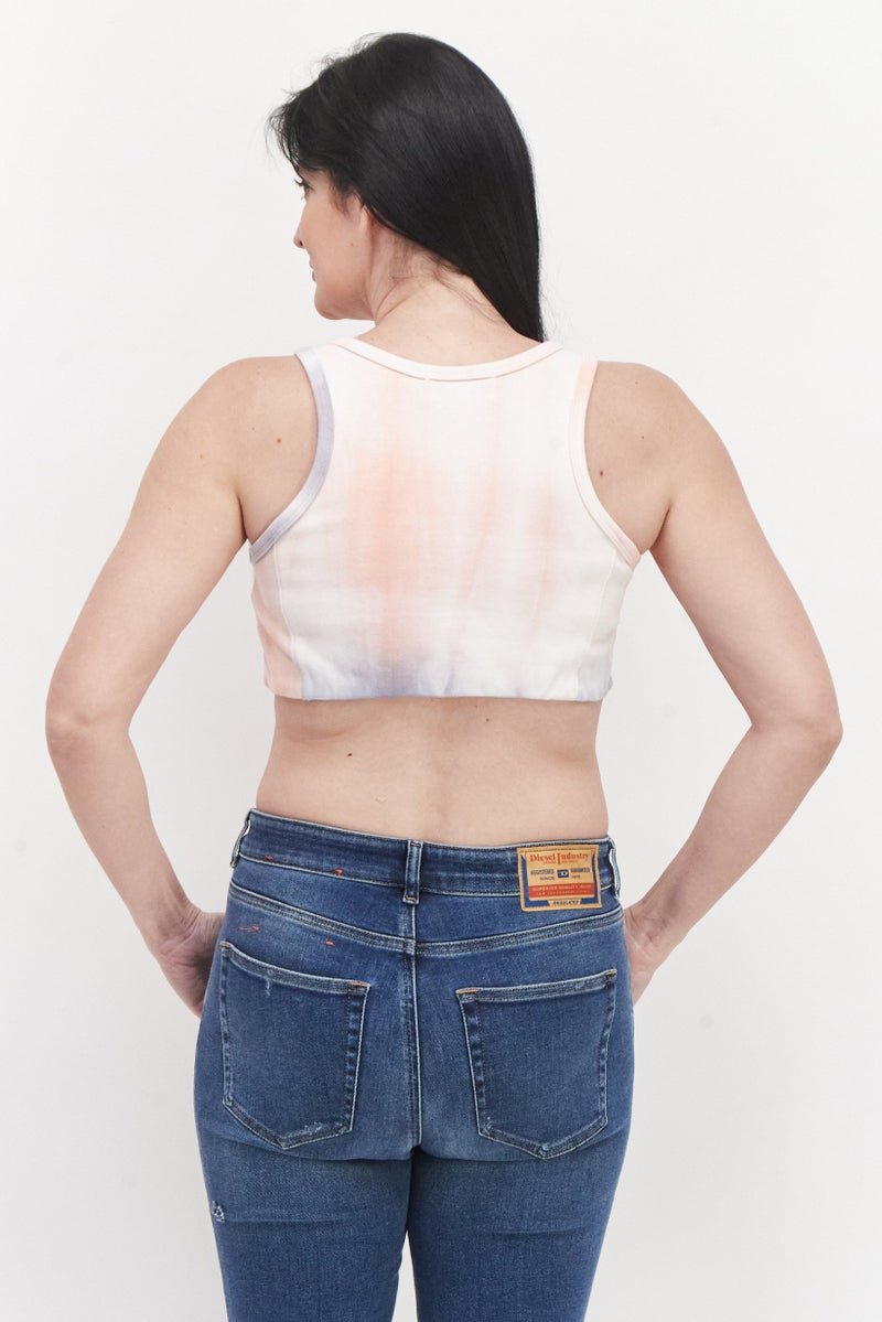 LOST INK Women Scoop Neck Sleeveless Tie Dye Racer Back Crop Top, Pink Combo - Image 4