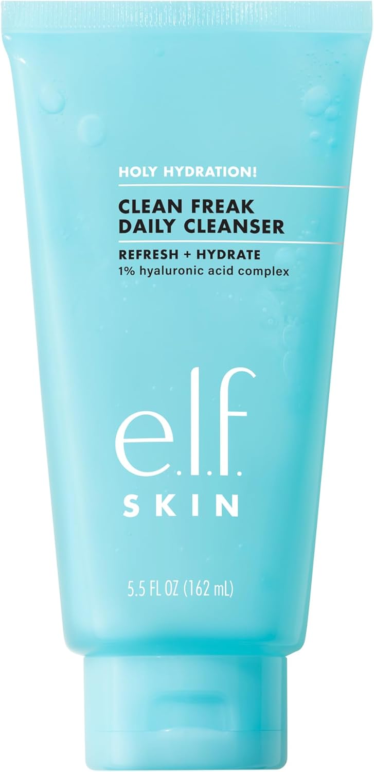 elf SKIN Holy Hydration Clean Freak Daily Cleanser Gentle Hydrating Gel Face Cleanser Made With Hyaluronic Acid Vegan CrueltyFree 163ml