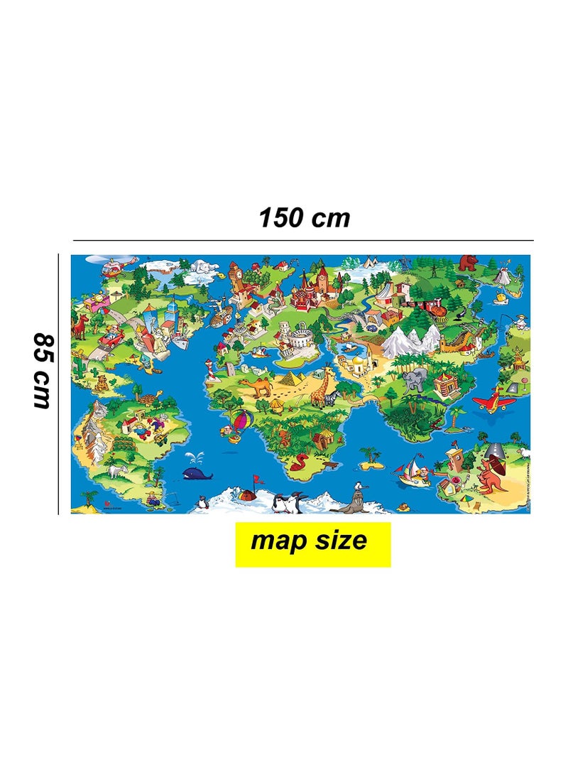 اب تو ديت  خريطة كرتونية ملونة للاطفال توضح معالم البلاد في مرحلة رياض الاطفال بطبعة فاخرة للمدارس - Image 2