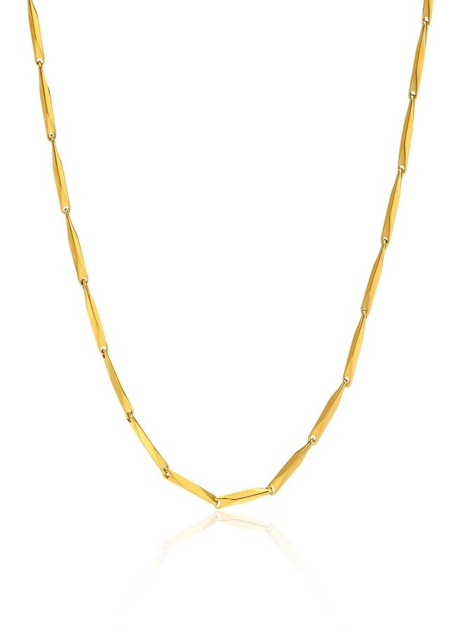 VAMA FASHIONS Classic Stainless Steel Gold Tone Rice Chain Neck Necklace Chains for Men & Boys (5.5mm)