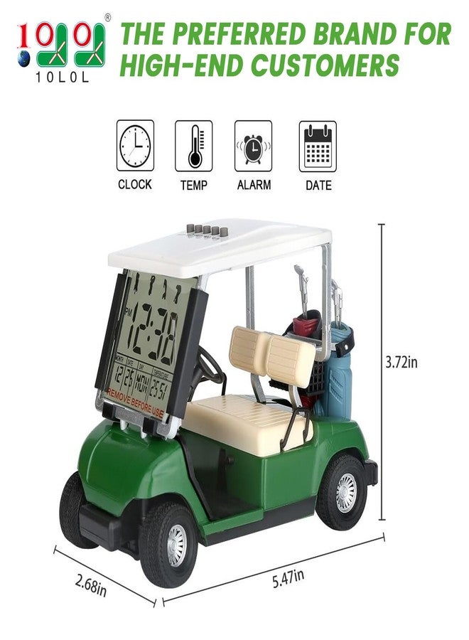 10L0L Mini Golf Cart Alarm Clock LCD Display Calendar Golf Gifts for Men Fans Golfers Superior Race Souvenir Novelty(Green) - Image 2