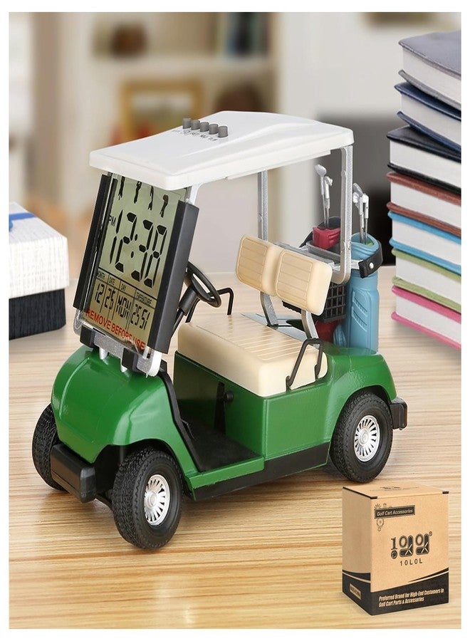 10L0L Mini Golf Cart Alarm Clock LCD Display Calendar Golf Gifts for Men Fans Golfers Superior Race Souvenir Novelty(Green) - Image 1