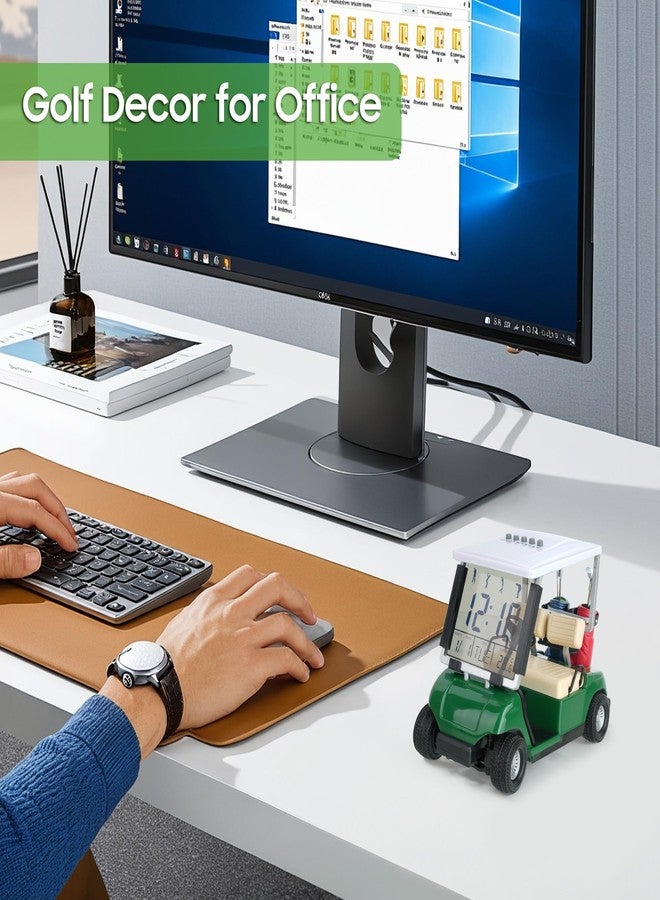 10L0L Mini Golf Cart Alarm Clock LCD Display Calendar Golf Gifts for Men Fans Golfers Superior Race Souvenir Novelty(Green) - Image 4