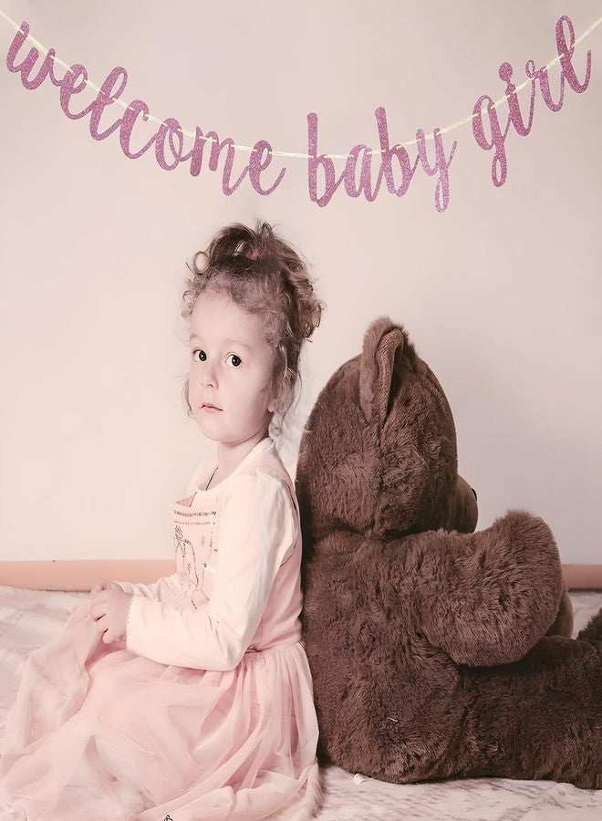 Teniinet Welcome Baby Shower Party Banner,Boy and Girl Glitter Paper Sign for Baby Shower Decoration,Party Supplies Backdrop (Rose Gold) - Image 2