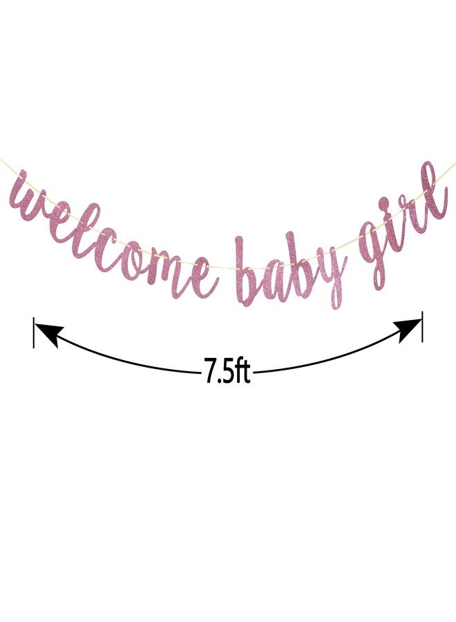 Teniinet Welcome Baby Shower Party Banner,Boy and Girl Glitter Paper Sign for Baby Shower Decoration,Party Supplies Backdrop (Rose Gold) - Image 3