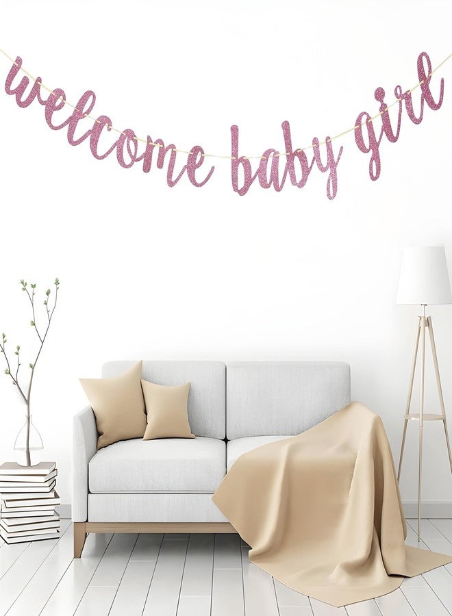 Teniinet Welcome Baby Shower Party Banner,Boy and Girl Glitter Paper Sign for Baby Shower Decoration,Party Supplies Backdrop (Rose Gold) - Image 5