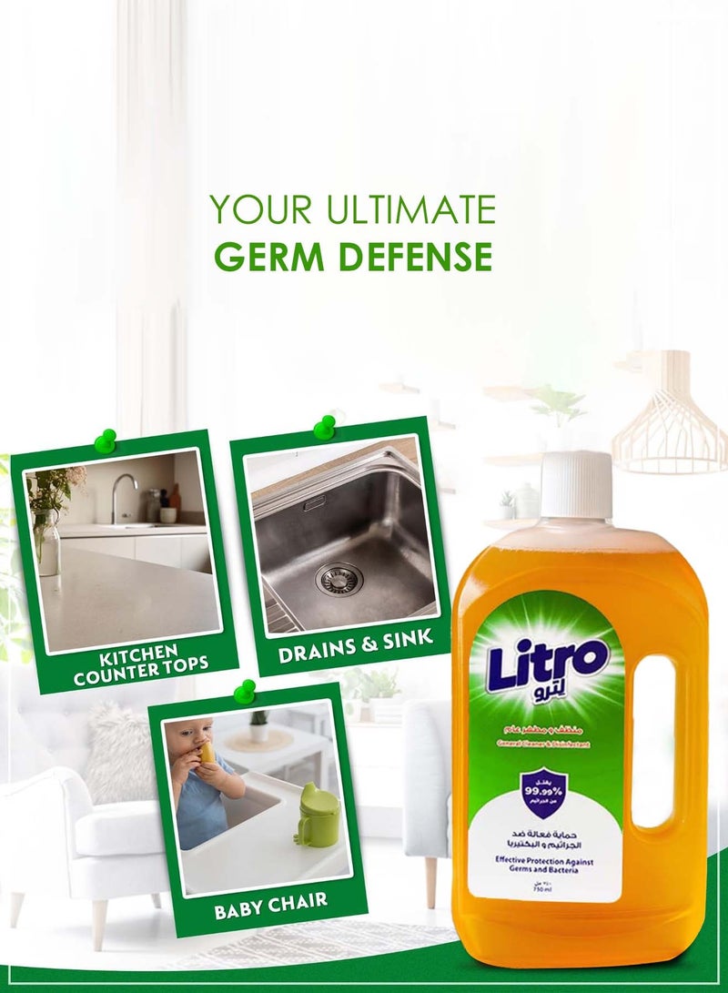 Litro Multi Purpose Cleaner & Disinfectant 750ml – Floor Cleaner Liquid, Bathroom Cleaner & Surface Cleaning Liquid, Kills Germs, Home Cleaning Solution with Fresh Fragrance - Image 4